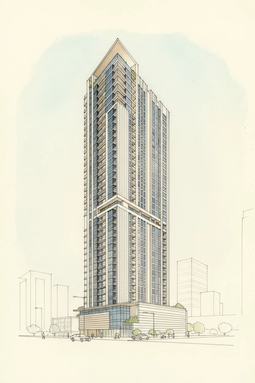 Drawing of West Bay Tower