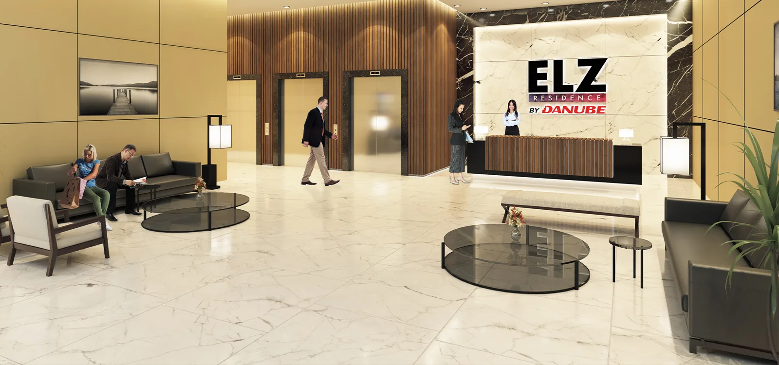 shared area: lobby with Elz sign (render)