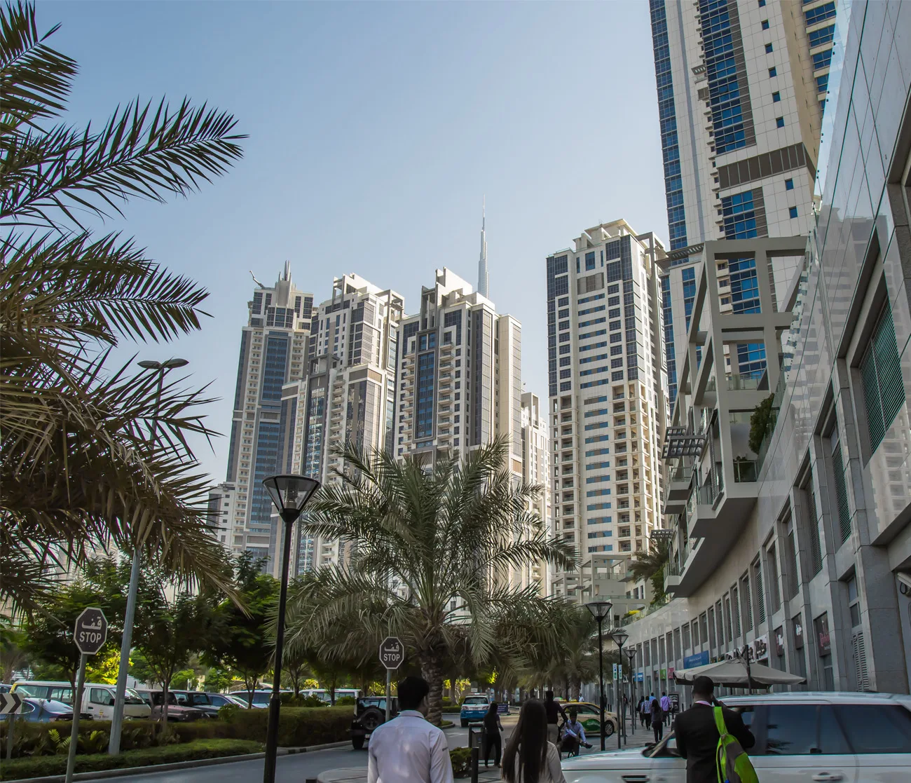 Executive Towers complex (not Tower J specifically): outside, several towers full height from street level