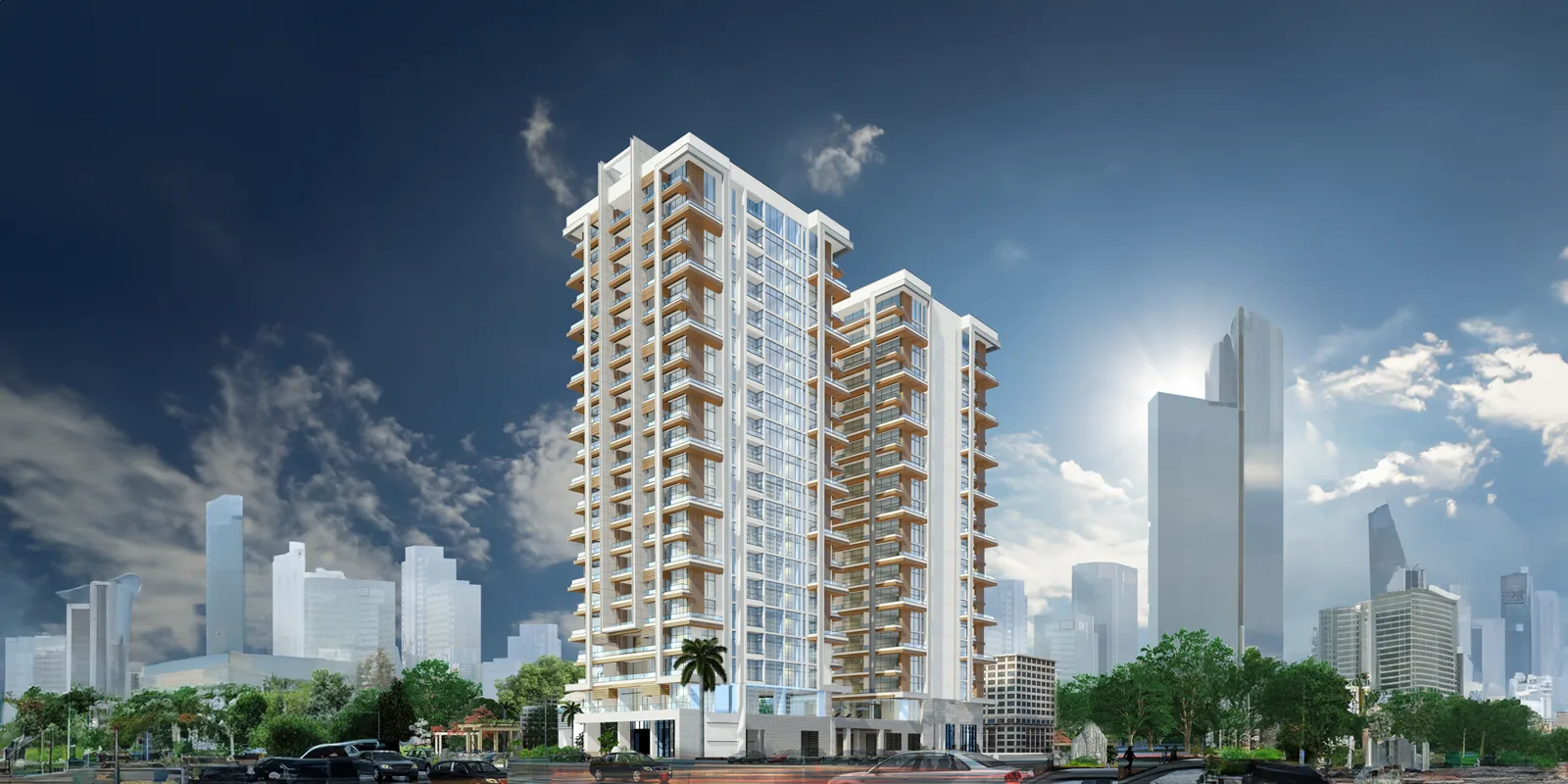 Developer render of both towers, ground to roof