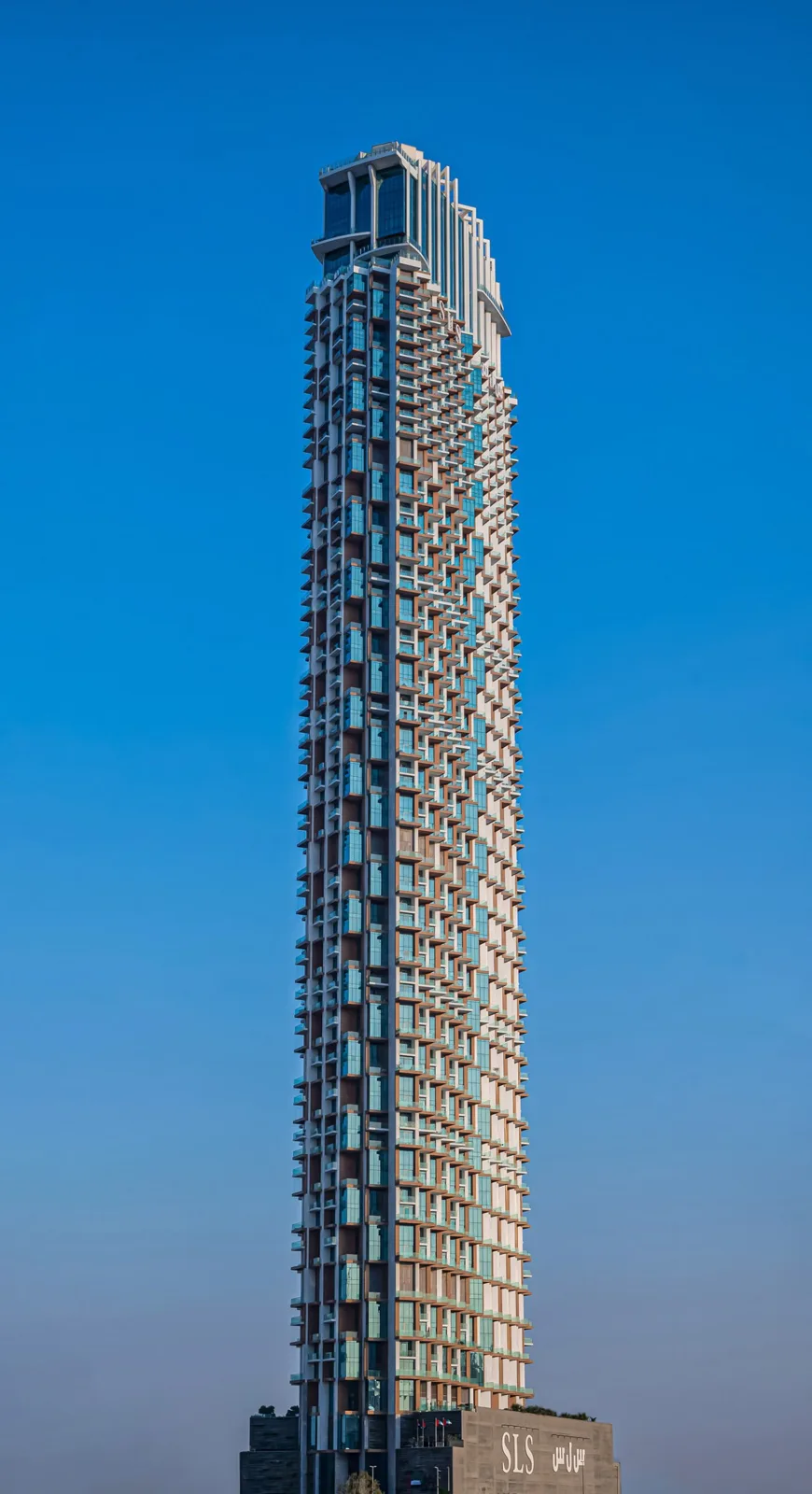 Full tower from podium sign to crown