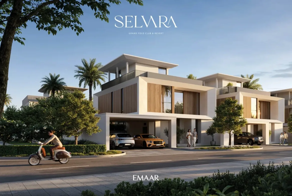Developer render of Selvara villa facade with carport