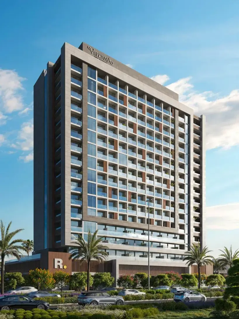 Full-height tower render with Verdana signage