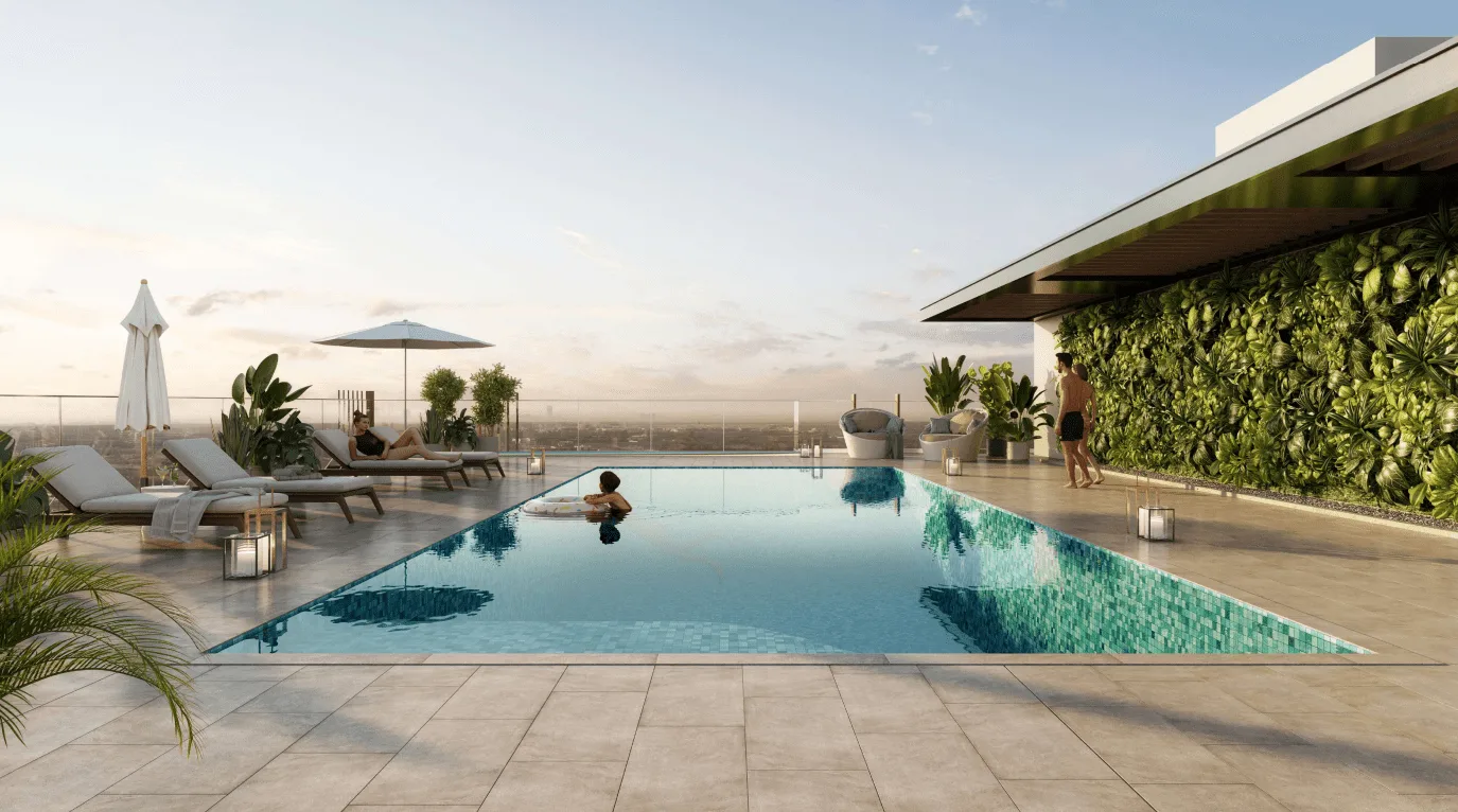 shared rooftop pool