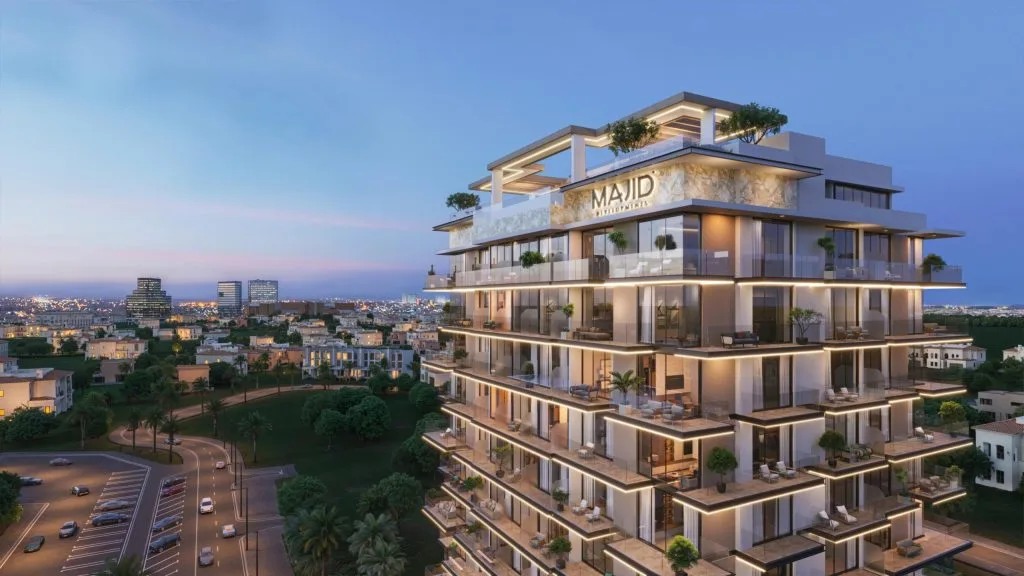 outside, full building, dusk aerial render (1024 px wide)