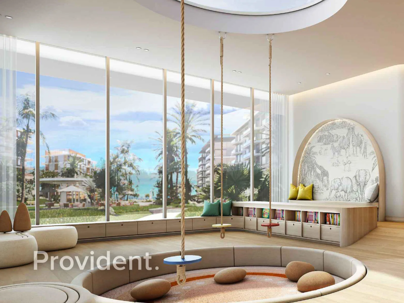 Children's play room with garden views