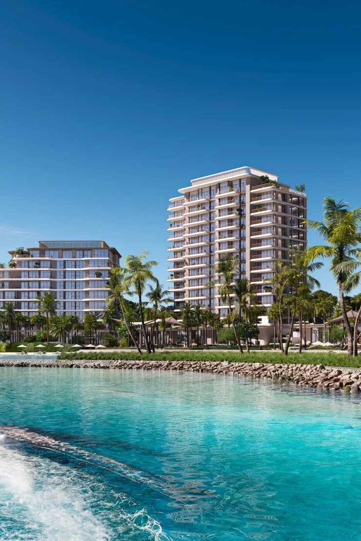 Developer render of Bay Grove towers from the water