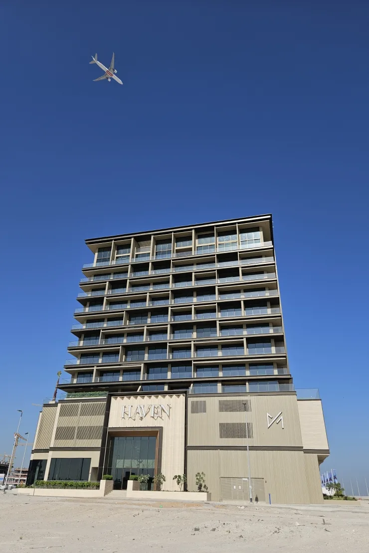 Completed Haven facade seen from low angle