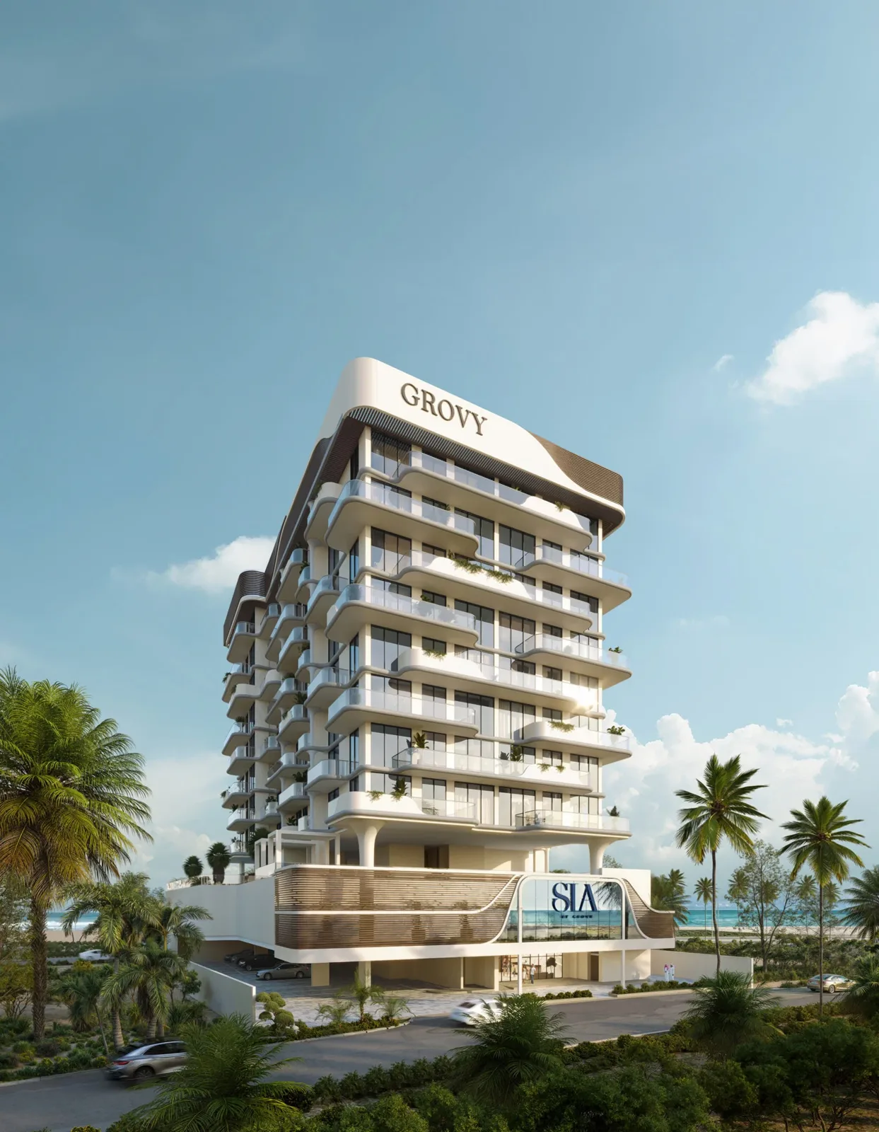 Developer render of SIA tower, full height, with Grovy crown