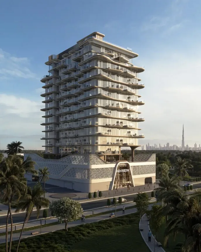 Full tower with lace-pattern podium and entrance