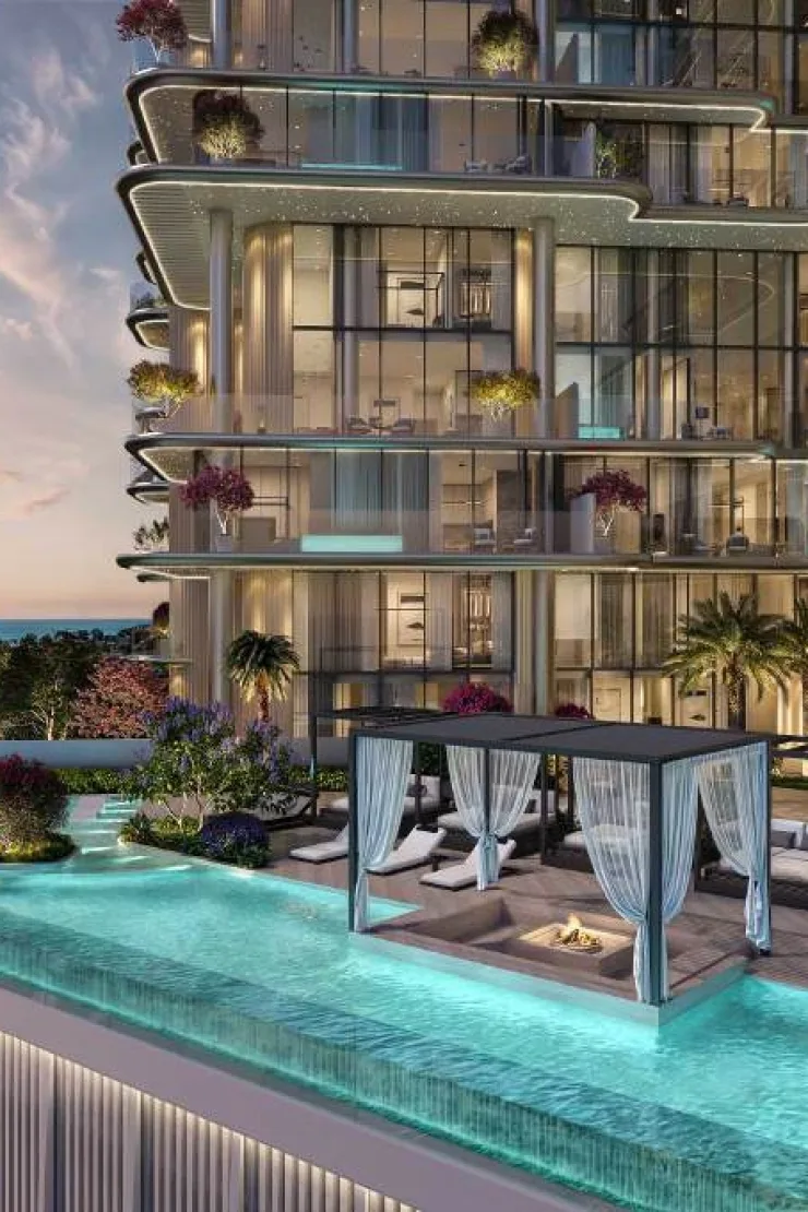 outside, upper floors with balcony pools