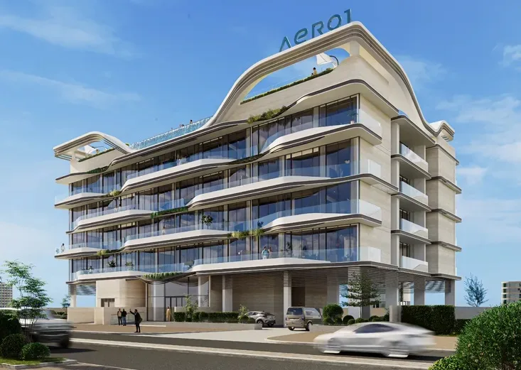 Developer render of Aero 1 from street corner