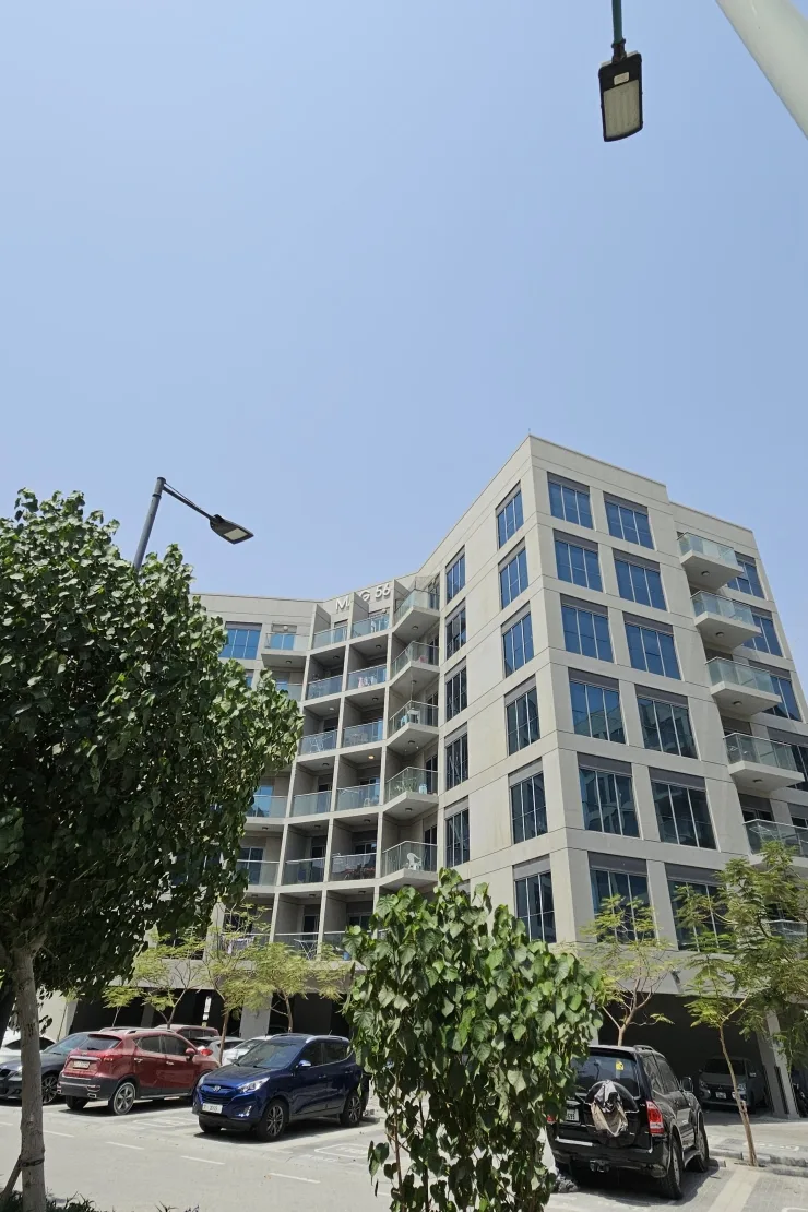 Corner view of MAG 560 balconies and signage
