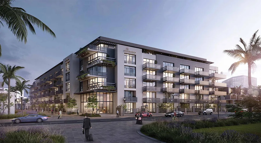 Developer render of corner facade with Ellington sign