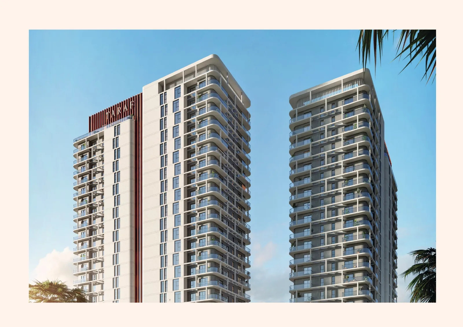 Developer render of both Taraf towers, full height