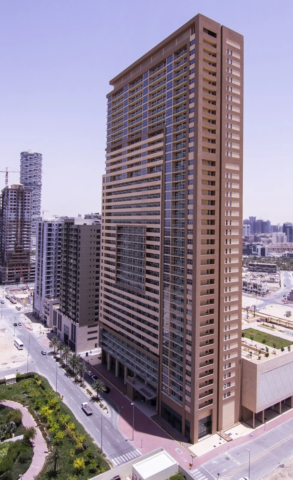 Aerial-style view of tower and surrounding streets