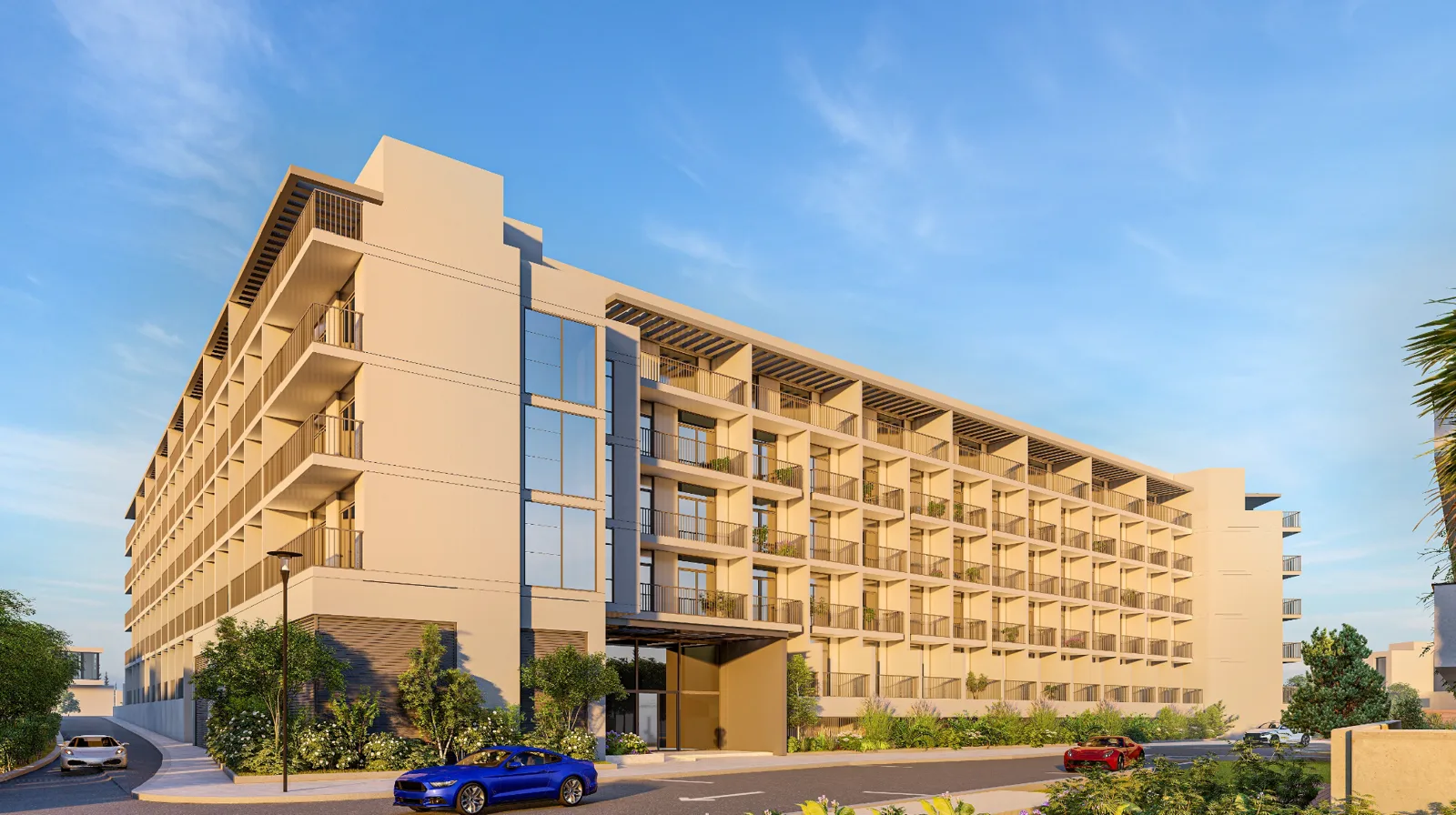 Developer render of the corner with glazed strip