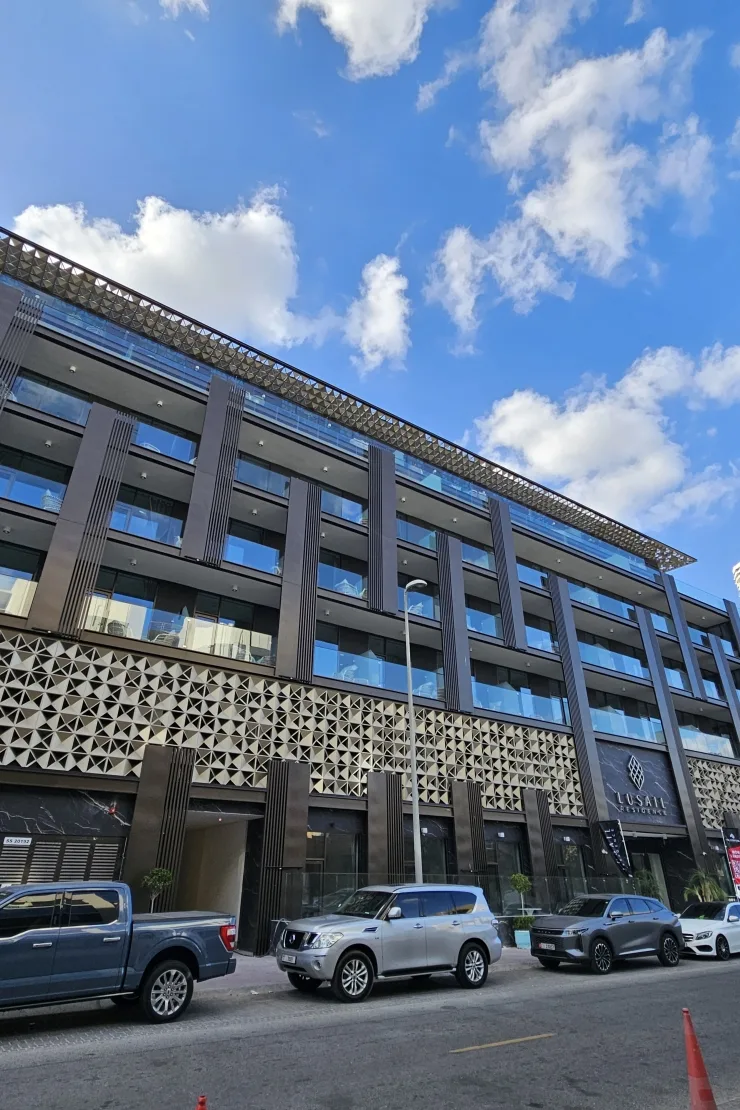Facade from street with Lusail signage