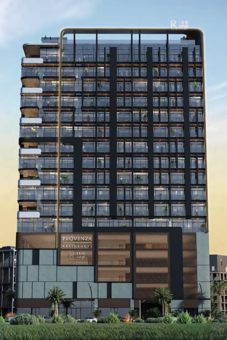 Front elevation render with Provenza Residences signage