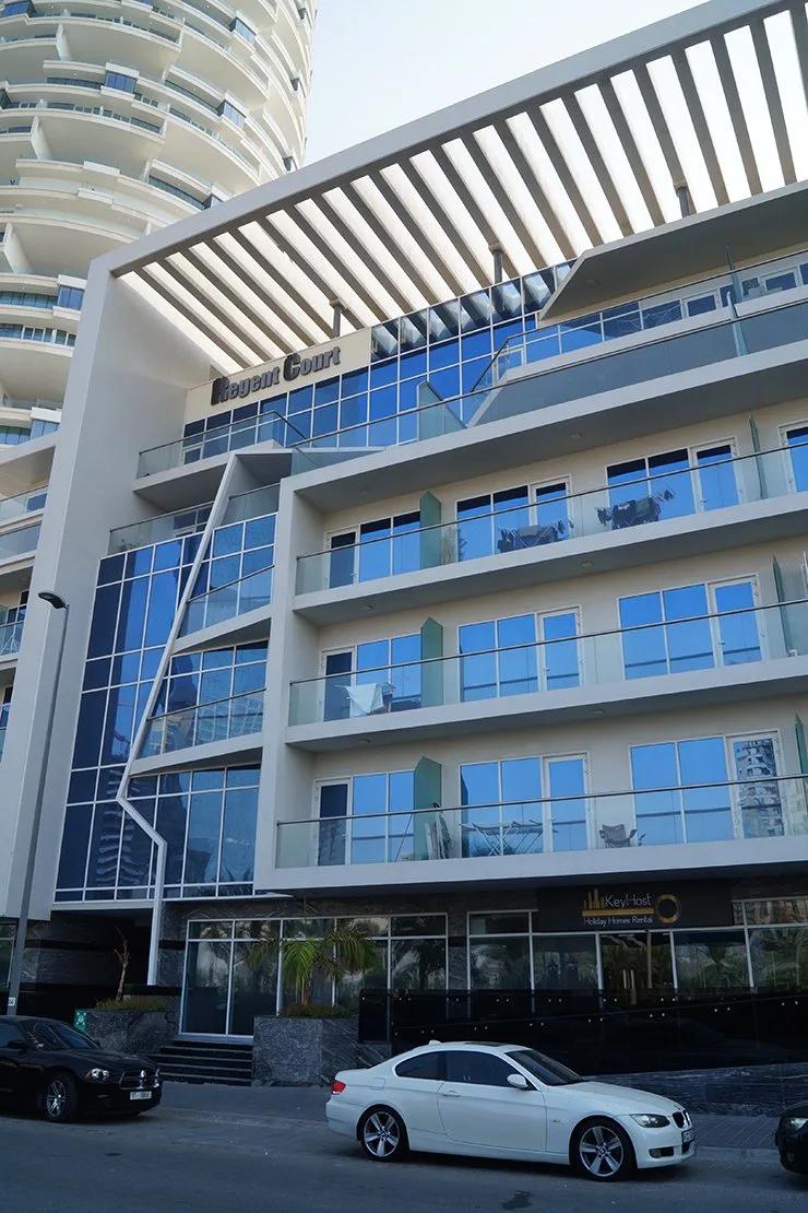 Regent Court entrance facade with name signage