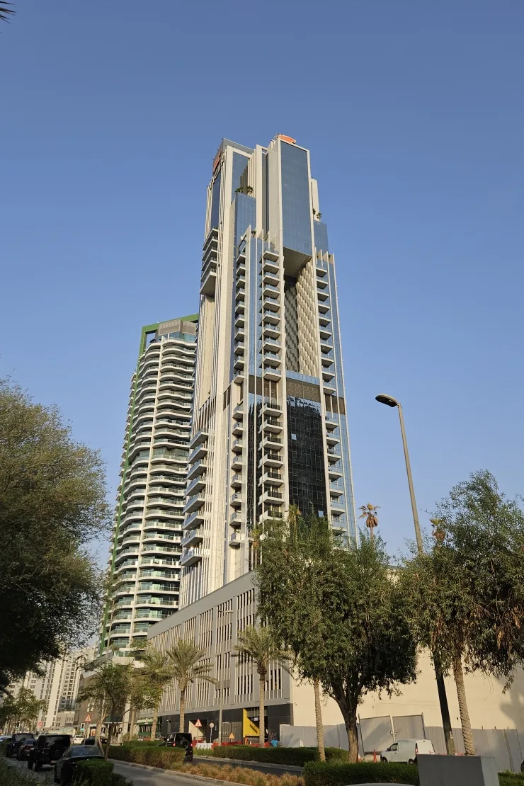 Tower and podium seen from the street