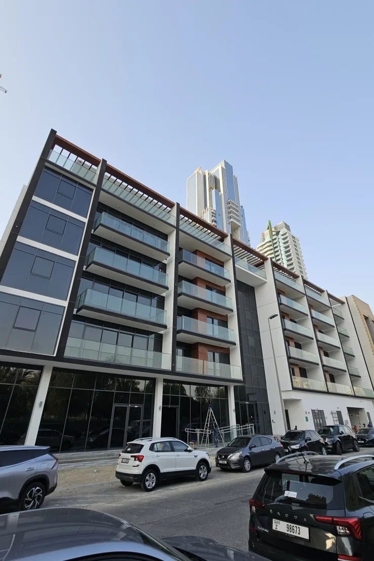 Westview Terrace low-rise block, finished facade with balconies