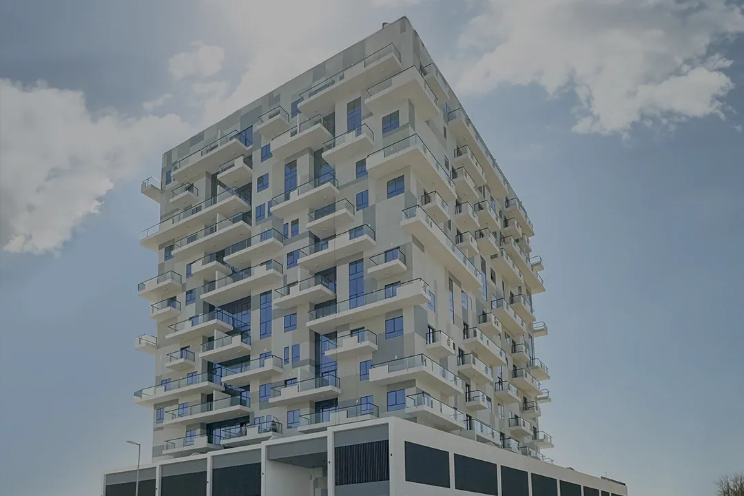 outside, full height, seen from below